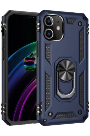 iPhone 12 Mini Kılıf Sofya Yüzüklü Silikon Kapak - Lacivert-(5796)