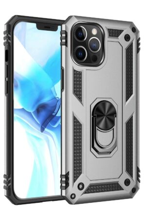 iPhone 12 Pro Max Kılıf Sofya Yüzüklü Silikon Kapak - Gümüş-(5796)