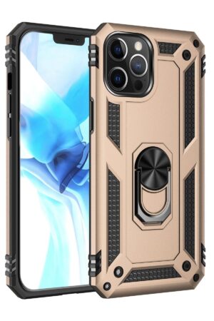 iPhone 12 Pro Max Kılıf Sofya Yüzüklü Silikon Kapak - Gold-(5796)