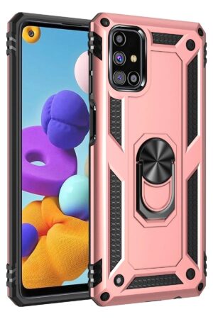 Samsung Galaxy M31S Kılıf Sofya Yüzüklü Silikon Kapak - Rose-(5796)