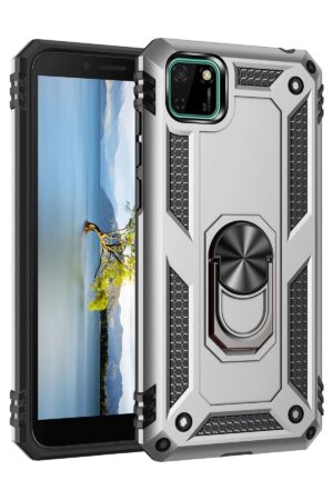 Huawei Y5P Kılıf Sofya Yüzüklü Silikon Kapak - Gümüş-(5796)