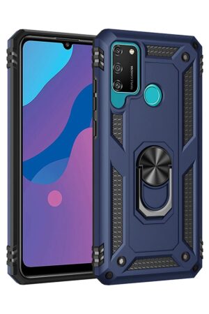 Huawei Y6P Kılıf Sofya Yüzüklü Silikon Kapak - Lacivert-(5796)