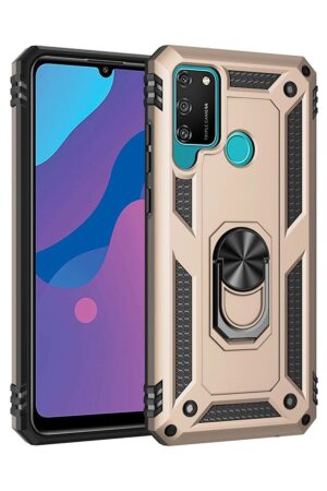 Huawei Y6P Kılıf Sofya Yüzüklü Silikon Kapak - Gold-(5796)