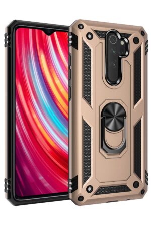Xiaomi Redmi Note 8 Pro Kılıf Sofya Yüzüklü Silikon Kapak - Gold-(5796)