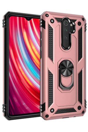 Xiaomi Redmi Note 8 Pro Kılıf Sofya Yüzüklü Silikon Kapak - Rose-(5796)
