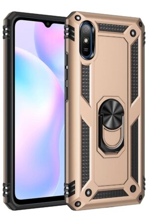 Xiaomi Redmi 9A Kılıf Sofya Yüzüklü Silikon Kapak - Gold-(5796)
