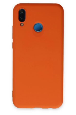 Huawei P20 Lite Kılıf Nano içi Kadife Silikon - Turuncu-(5796)