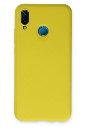 Huawei P20 Lite Kılıf Nano içi Kadife Silikon - Sarı-(5796)