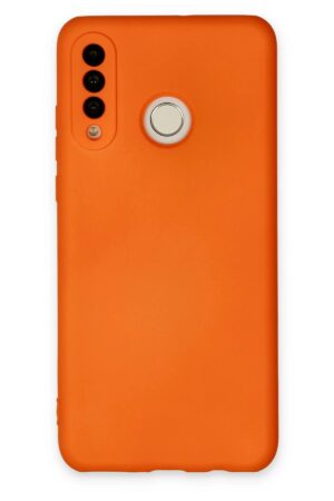 Huawei P30 Lite Kılıf Nano içi Kadife Silikon - Turuncu-(5796)