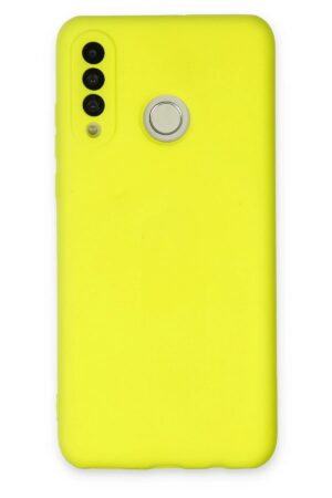 Huawei P30 Lite Kılıf Nano içi Kadife Silikon - Sarı-(5796)