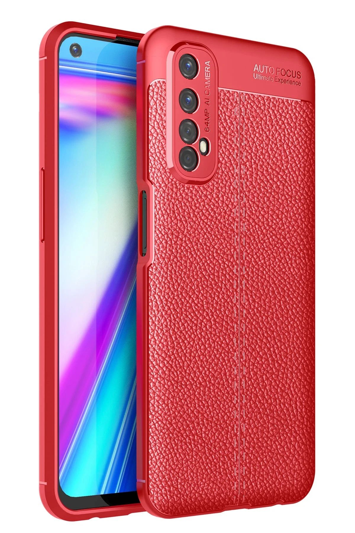 Realme 7 Kılıf Auto Focus Kapak - Kırmızı-(5796)