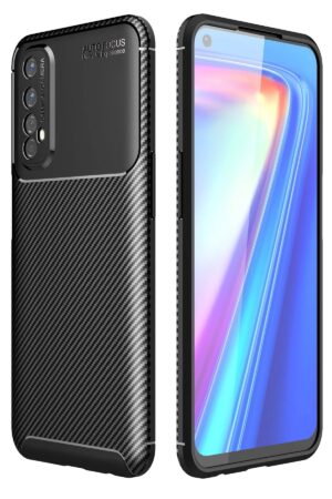 Realme 7 Kılıf Auto Focus Karbon Kapak - Siyah-(5796)