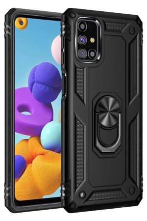 Samsung Galaxy M51 Kılıf Sofya Yüzüklü Silikon Kapak - Siyah-(5796)