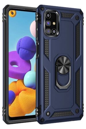 Samsung Galaxy M51 Kılıf Sofya Yüzüklü Silikon Kapak - Lacivert-(5796)