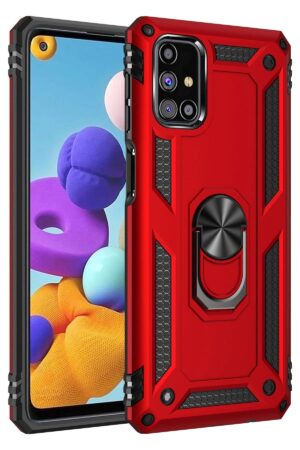 Samsung Galaxy M51 Kılıf Sofya Yüzüklü Silikon Kapak - Kırmızı-(5796)