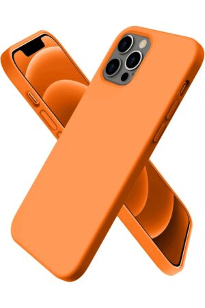 iPhone 12 Pro Max Kılıf First Silikon - Turuncu-(5796)