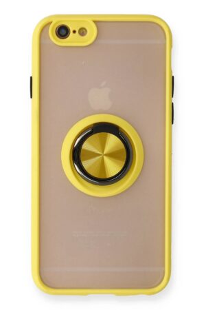 iPhone 6 Kılıf Montreal Yüzüklü Silikon Kapak - Sarı-(5796)