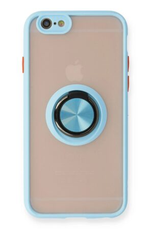 iPhone 6 Kılıf Montreal Yüzüklü Silikon Kapak - Buz Mavi-(5796)
