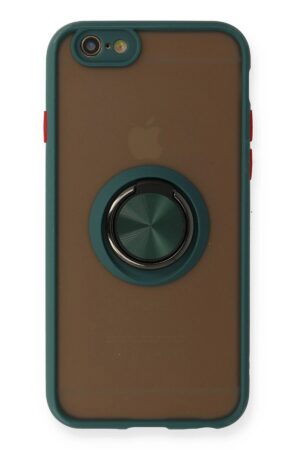 iPhone 6 Kılıf Montreal Yüzüklü Silikon Kapak - Yeşil-(5796)