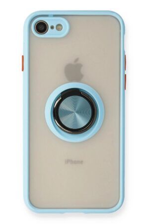 iPhone 7 Kılıf Montreal Yüzüklü Silikon Kapak - Buz Mavi-(5796)