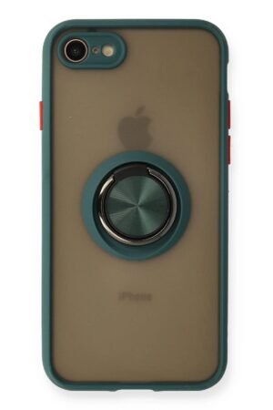 iPhone 7 Kılıf Montreal Yüzüklü Silikon Kapak - Yeşil-(5796)