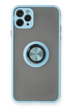 iPhone 11 Pro Max Kılıf Montreal Yüzüklü Silikon Kapak - Buz Mavi-(5796)