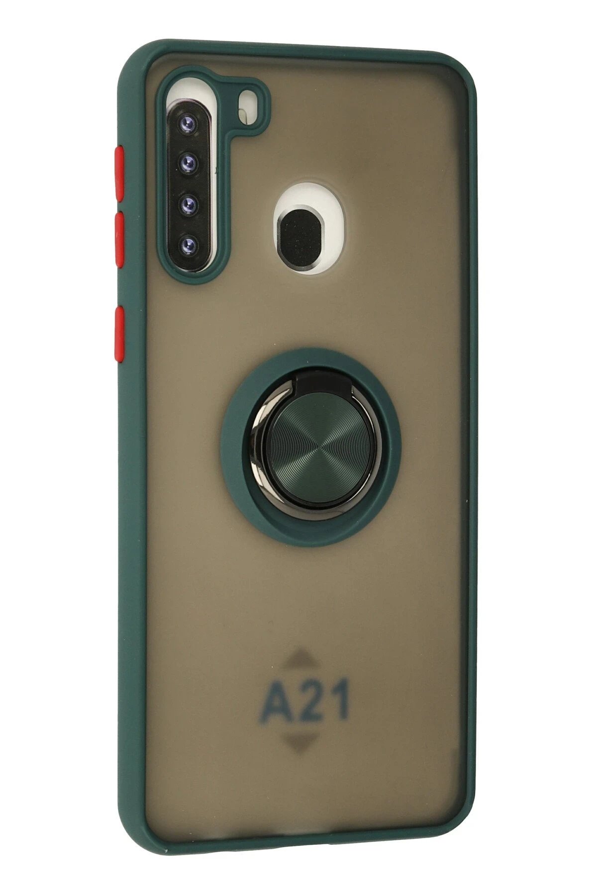 Samsung Galaxy A21 Kılıf Montreal Yüzüklü Silikon Kapak - Yeşil-(5796) - Görsel 2