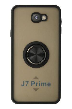 Samsung Galaxy J7 Prime Kılıf Montreal Yüzüklü Silikon Kapak - Siyah-(5796)