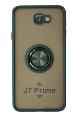 Samsung Galaxy J7 Prime Kılıf Montreal Yüzüklü Silikon Kapak - Yeşil-(5796)