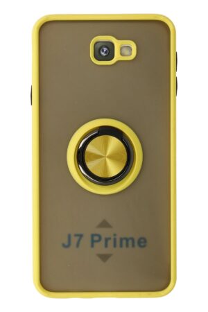 Samsung Galaxy J7 Prime Kılıf Montreal Yüzüklü Silikon Kapak - Sarı-(5796)