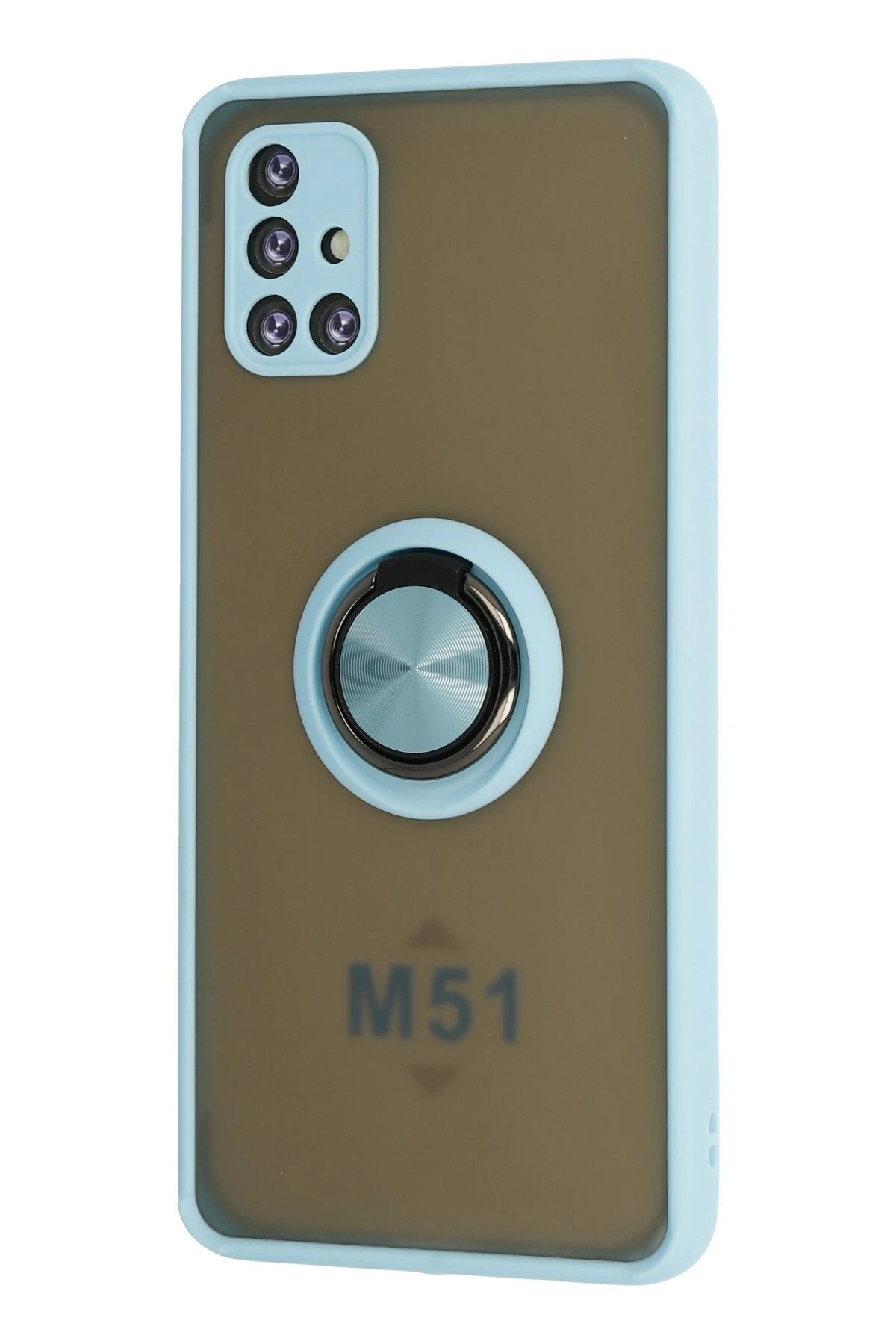 Samsung Galaxy M51 Kılıf Montreal Yüzüklü Silikon Kapak - Buz Mavi-(5796) - Görsel 2