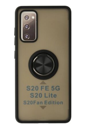Samsung Galaxy S20 FE Kılıf Montreal Yüzüklü Silikon Kapak - Siyah-(5796)