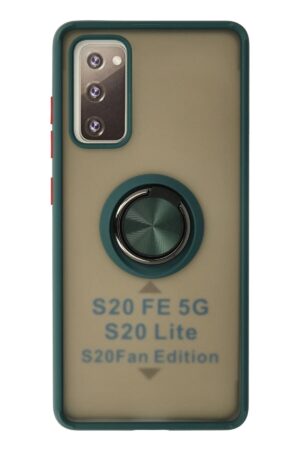 Samsung Galaxy S20 FE Kılıf Montreal Yüzüklü Silikon Kapak - Yeşil-(5796)