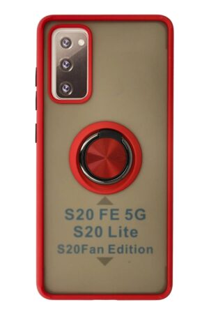 Samsung Galaxy S20 FE Kılıf Montreal Yüzüklü Silikon Kapak - Kırmızı-(5796)
