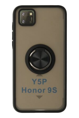 Huawei Y5P Kılıf Montreal Yüzüklü Silikon Kapak - Siyah-(5796)