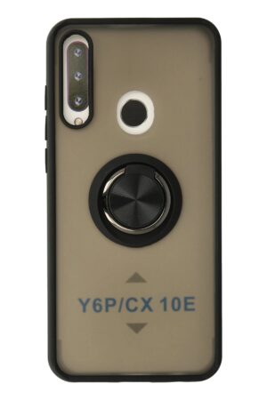 Huawei Y6P Kılıf Montreal Yüzüklü Silikon Kapak - Siyah-(5796)
