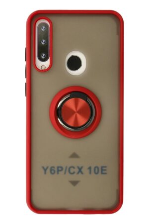 Huawei Y6P Kılıf Montreal Yüzüklü Silikon Kapak - Kırmızı-(5796)
