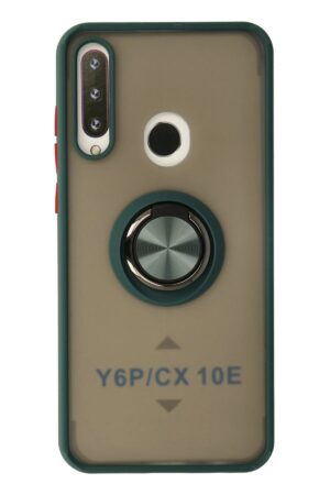 Huawei Y6P Kılıf Montreal Yüzüklü Silikon Kapak - Yeşil-(5796)