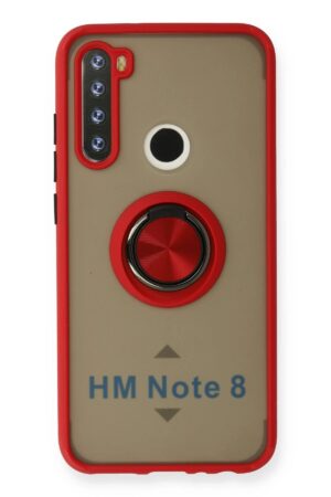 Xiaomi Redmi Note 8 Kılıf Montreal Yüzüklü Silikon Kapak - Kırmızı-(5796)