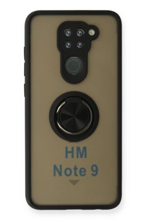 Xiaomi Redmi Note 9 Kılıf Montreal Yüzüklü Silikon Kapak - Siyah-(5796)