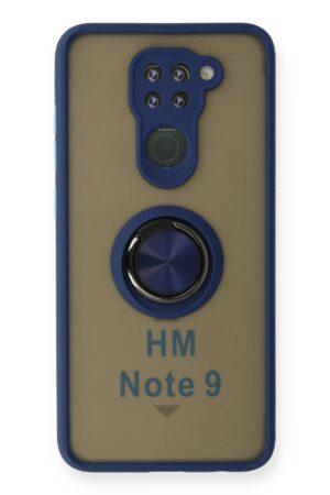 Xiaomi Redmi Note 9 Kılıf Montreal Yüzüklü Silikon Kapak - Lacivert-(5796)