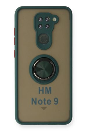 Xiaomi Redmi Note 9 Kılıf Montreal Yüzüklü Silikon Kapak - Yeşil-(5796)