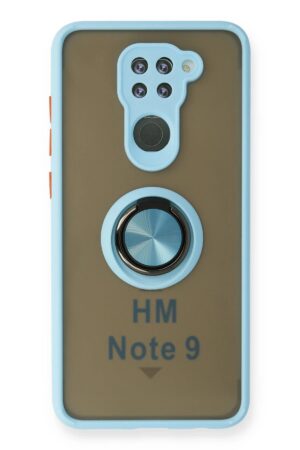 Xiaomi Redmi Note 9 Kılıf Montreal Yüzüklü Silikon Kapak - Buz Mavi-(5796)