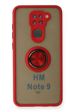 Xiaomi Redmi Note 9 Kılıf Montreal Yüzüklü Silikon Kapak - Kırmızı-(5796)