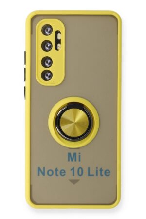 Xiaomi Mi Note 10 Lite Kılıf Montreal Yüzüklü Silikon Kapak - Sarı-(5796)