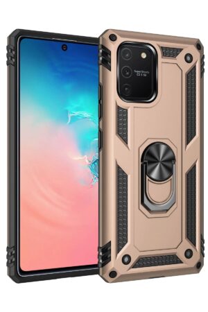 Samsung Galaxy A91 / S10 Lite Kılıf Sofya Yüzüklü Silikon Kapak - Gold-(5796)