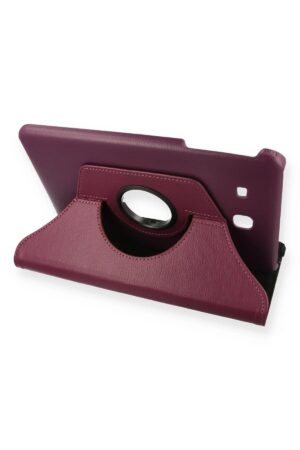 Samsung Galaxy T560 Tab E 9.7 Kılıf 360 Tablet Deri Kılıf - Mürdüm-(5796)