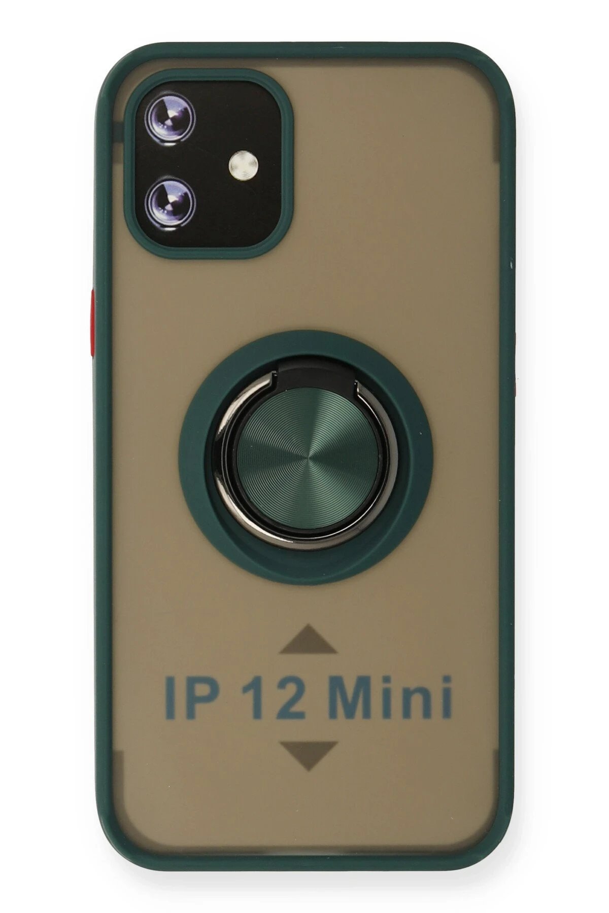 iPhone 12 Mini Kılıf Montreal Yüzüklü Silikon Kapak - Yeşil-(5796)