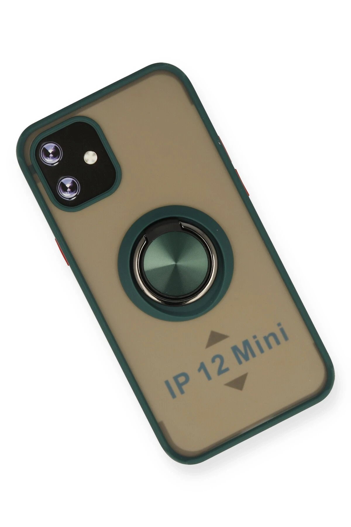 iPhone 12 Mini Kılıf Montreal Yüzüklü Silikon Kapak - Yeşil-(5796) - Görsel 3