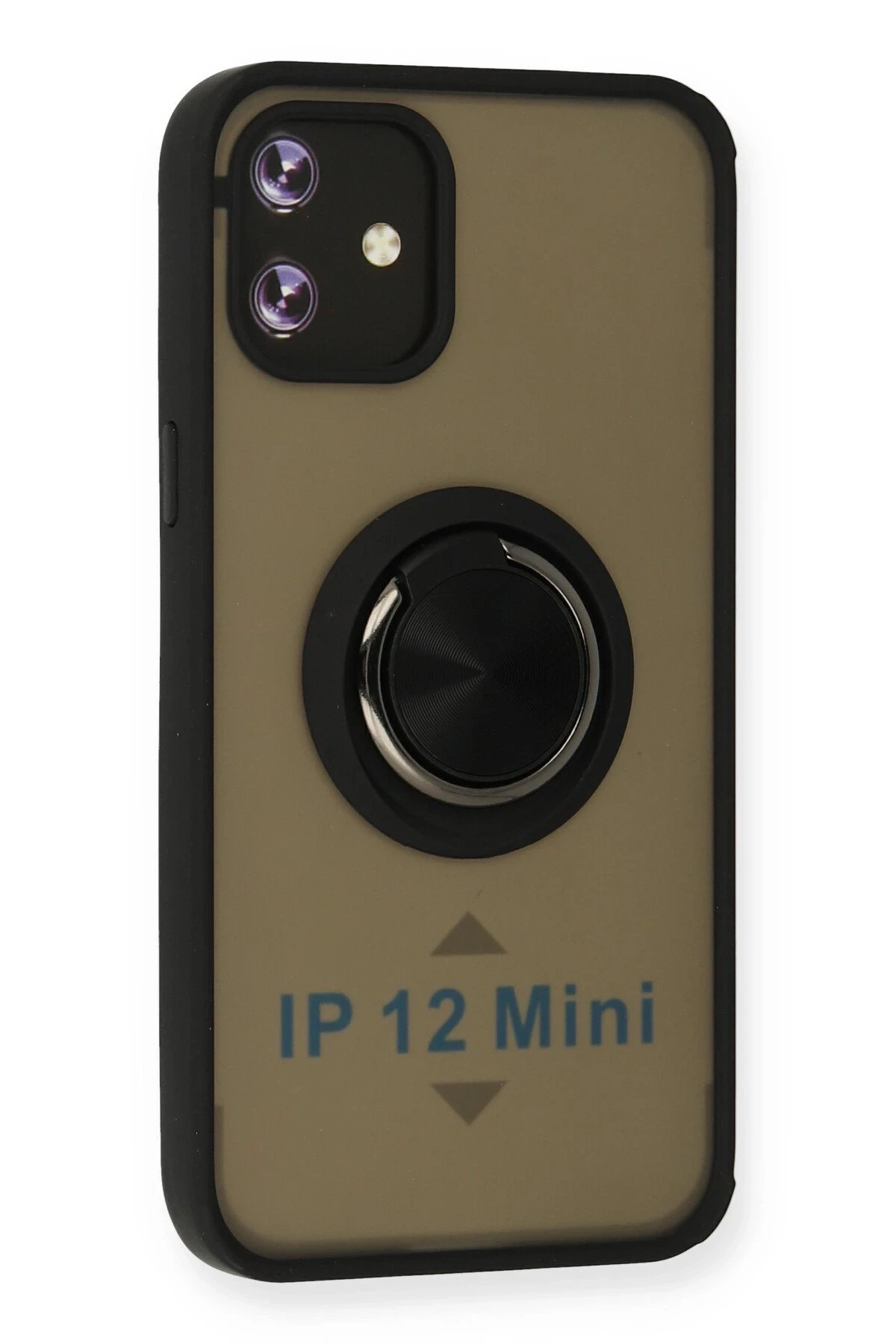 iPhone 12 Kılıf Montreal Yüzüklü Silikon Kapak - Siyah-(5796) - Görsel 2